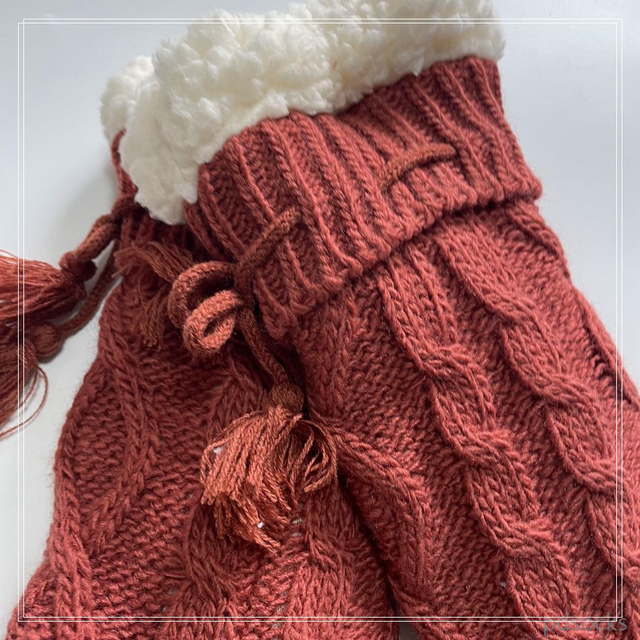 HOT sale cable Knitted Slipper Home Socks Cosy Double Layer Thick Warm Sock cosy sock 