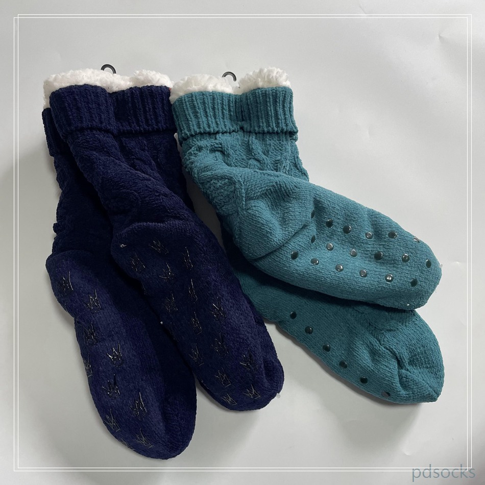 Wholesale chenille Knitted Slipper Home Socks Cosy Double Layer Thick Warm Sock cosy sock 