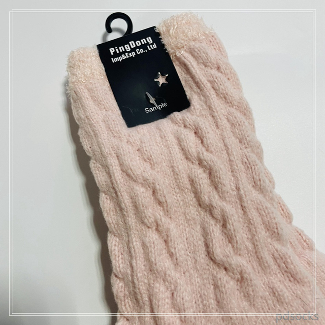 Wholesale and custom super soft cable knitted sock double layer women sock 