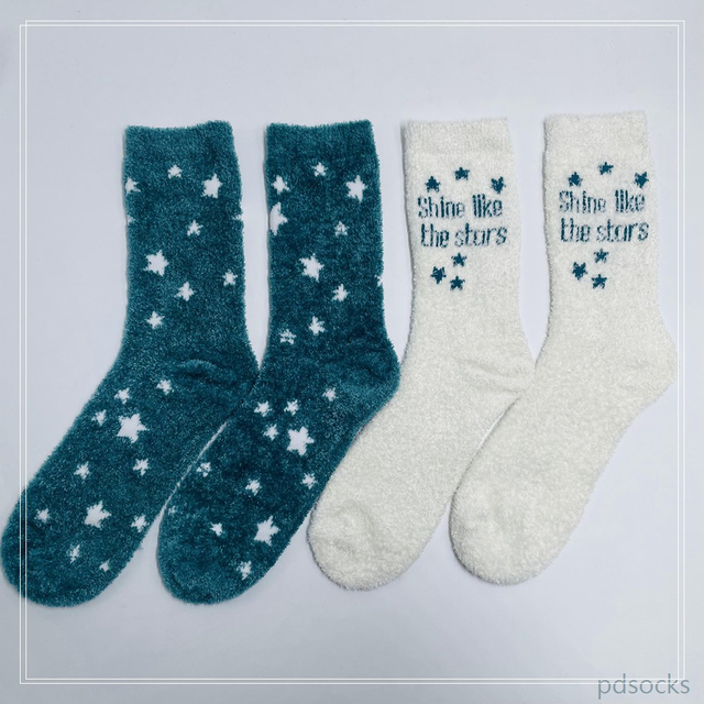 Wholesale women feather yarn cosy socks home socks fuzzy sock 