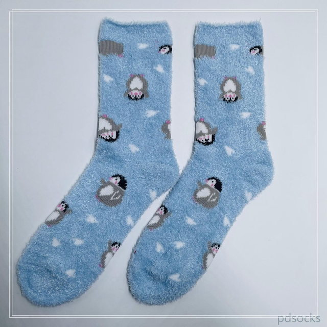 Wholesale long feather yarn Cosy Socks Home Socks fuzzy sock penguin