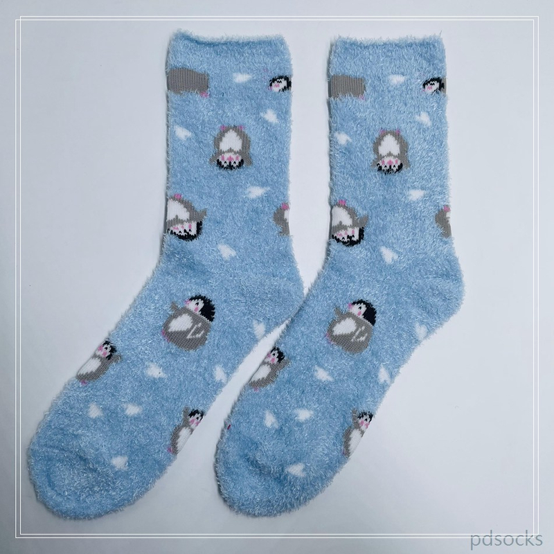 Wholesale long feather yarn Cosy Socks Home Socks fuzzy sock penguin