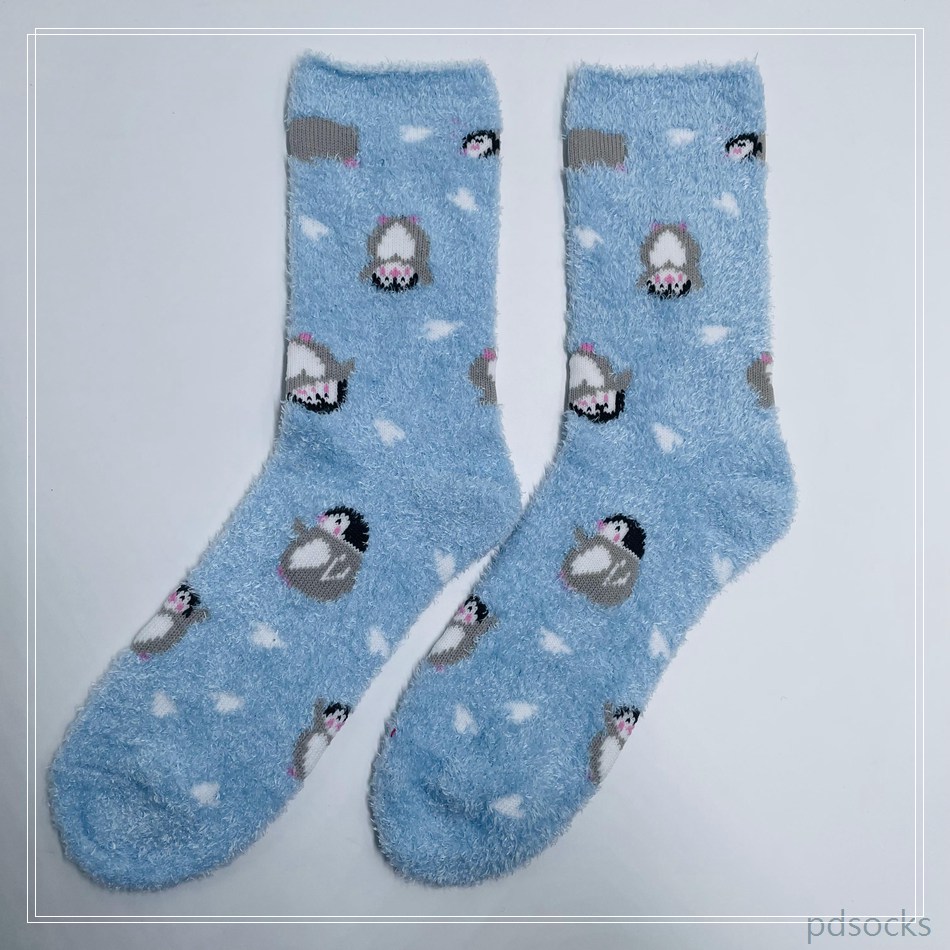 Wholesale long feather yarn Cosy Socks Home Socks fuzzy sock penguin