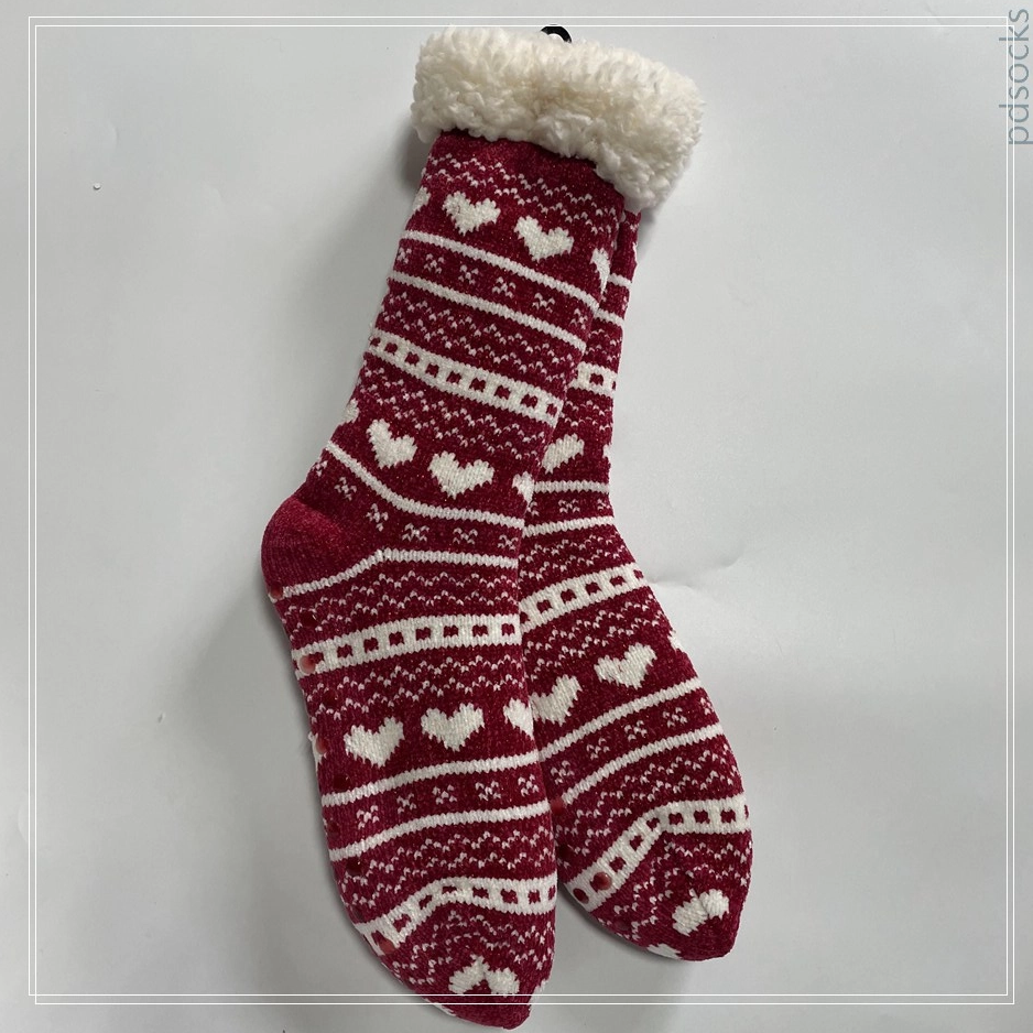 Wholesale chenille yarn socks knitted home socks snowman Cosy Double Layer Floor Socks