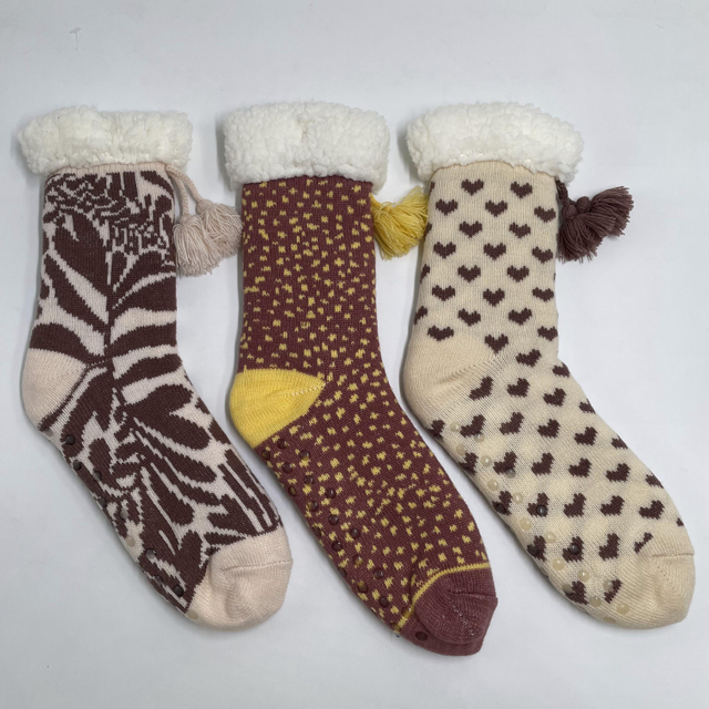 Wholesale sherpa thick cotton lining slipper socks Series with fringe