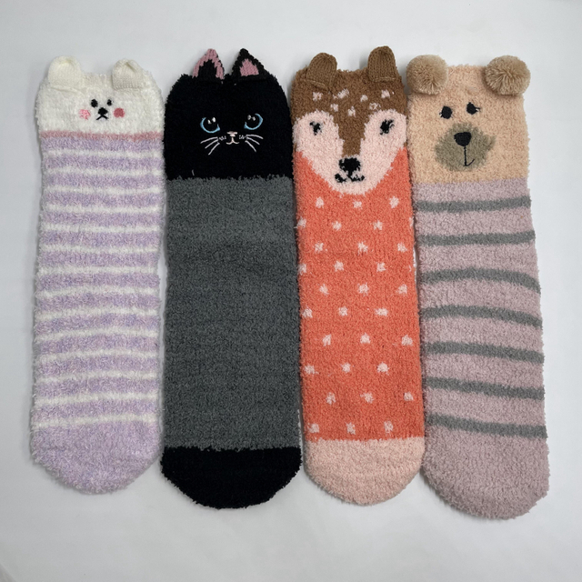 Wholesale cartoon microfiber cosy sock home sock non-slip indoor sock 3D Ear Series