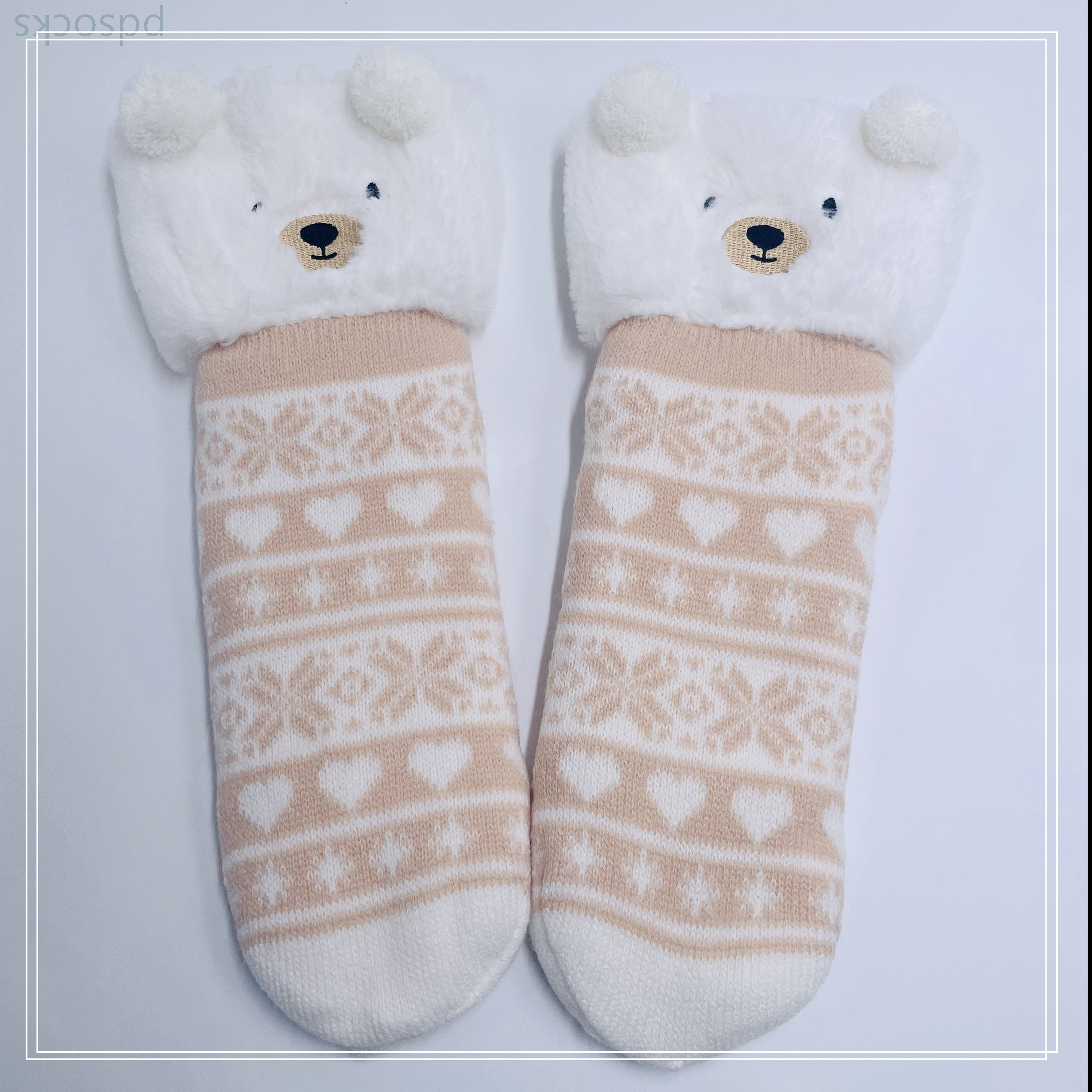 Wholesale bear  thick cotton lining slipper socks Series with fringe 3D cartoon non-slip floor sock 