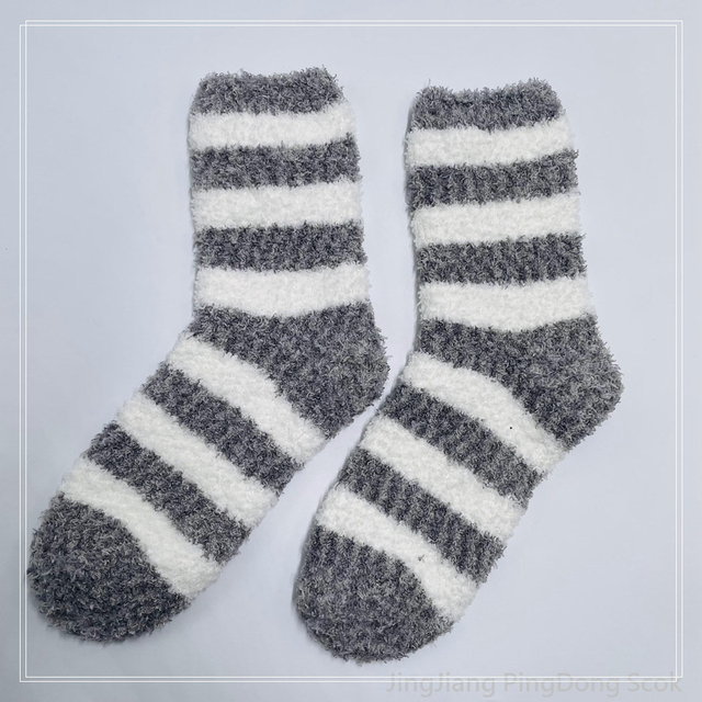 Wholesale super soft microfiber cosy warm sock stripe home sock 