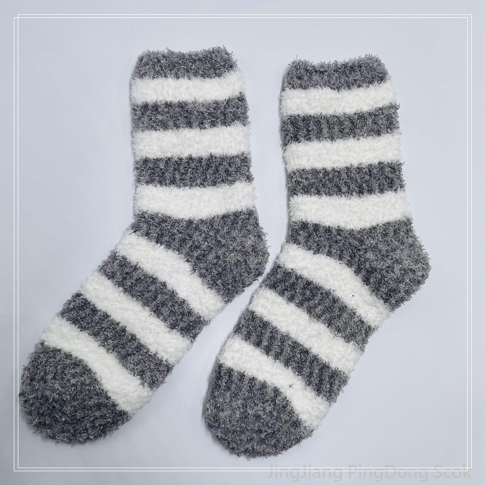 Wholesale super soft microfiber cosy warm sock stripe home sock 