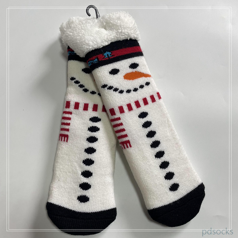Wholesale thick fleece cosy knitted home socks snowman Cosy Double Layer Floor Socks Hot sale 