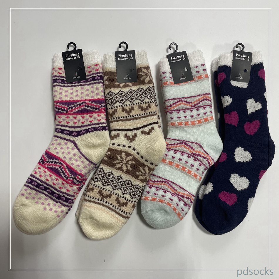 Custom and sell double knit thick socks home double layer indoor socks women socks 