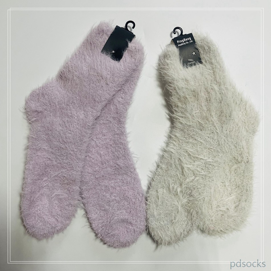Custom super soft brushed knit socks long feather yarn cosy sock women sock 
