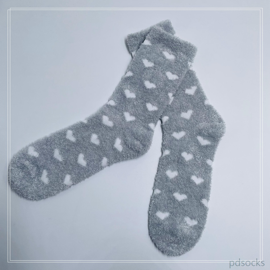 Wholesale long feather yarn Cosy Socks Home Socks fuzzy sock heart 