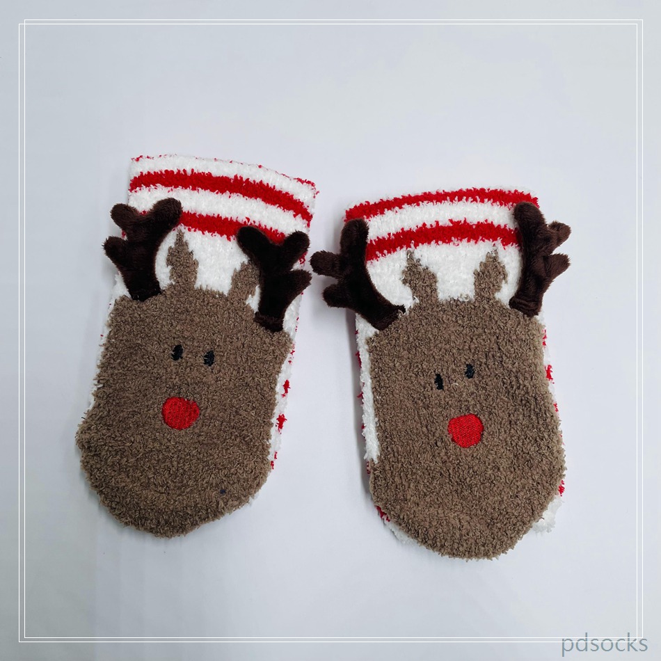 Wholesale super soft microfiber yarn Cosy Socks Home Socks fuzzy sock cozy sleep socks 3D ears deer cartoon sock 