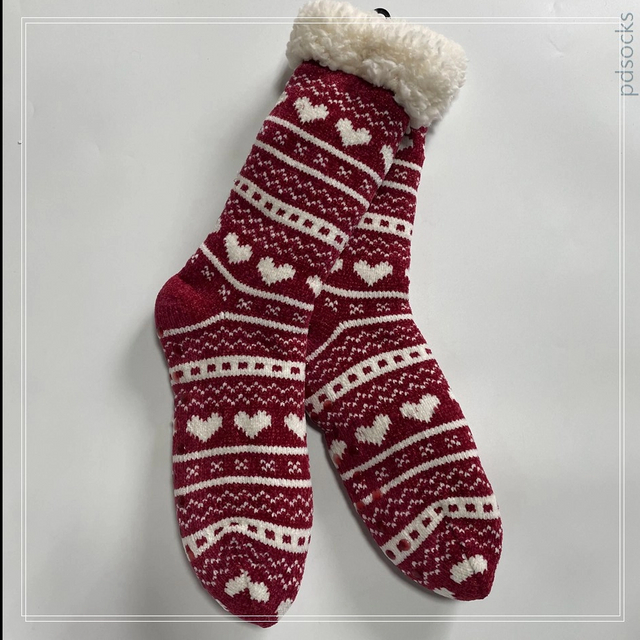 Wholesale chenille yarn socks knitted home socks snowman Cosy Double Layer Floor Socks