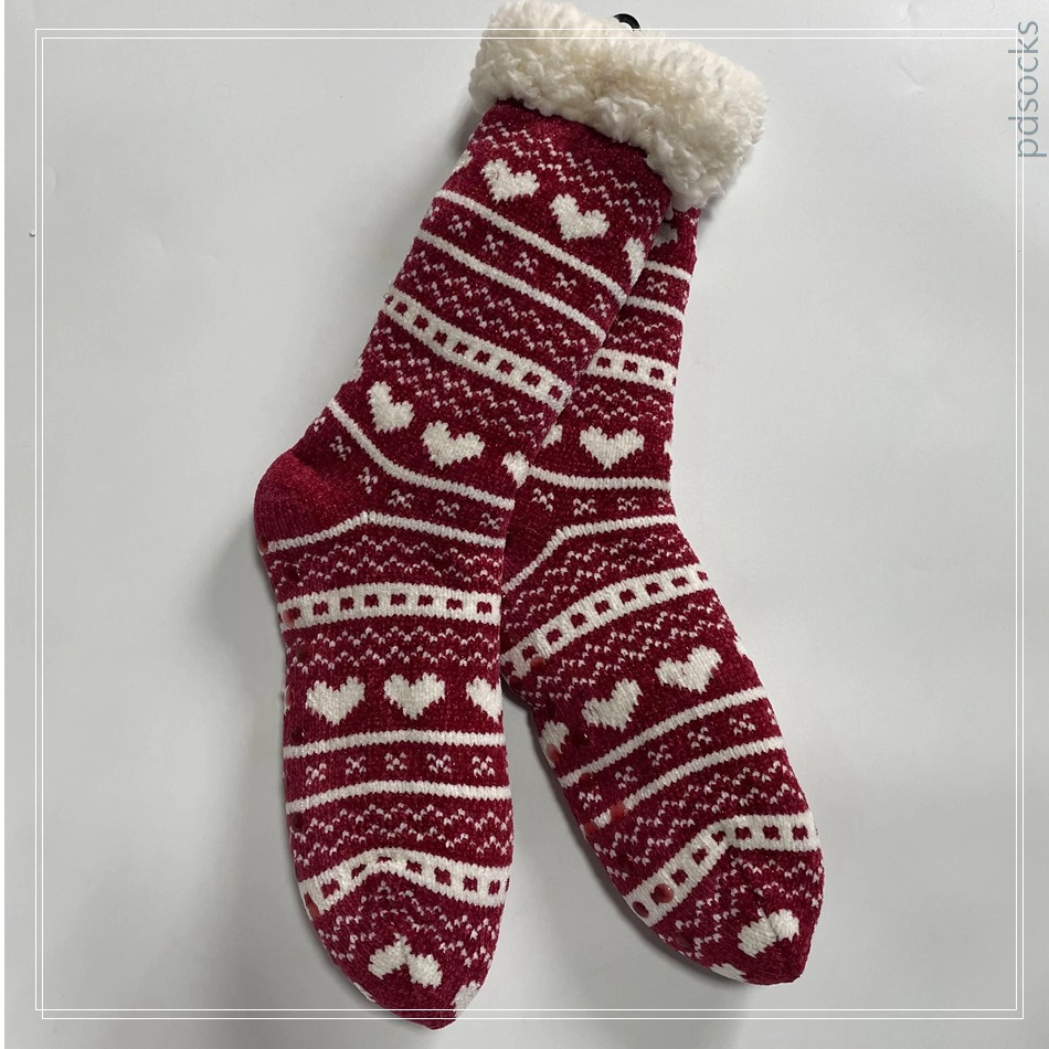 Wholesale chenille yarn socks knitted home socks snowman Cosy Double Layer Floor Socks