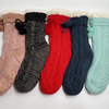 Wholesale sherpa thick cotton lining slipper socks cable knitted home socks