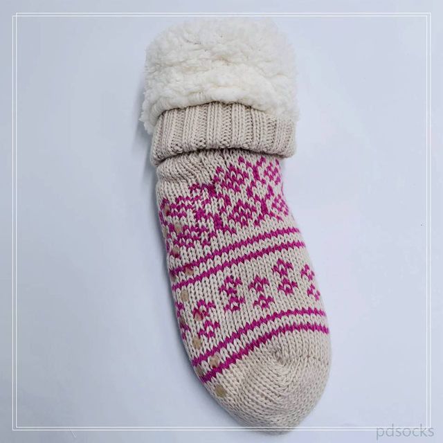 Wholesale snow cotton lining series sherpa thick cotton lining slipper socks