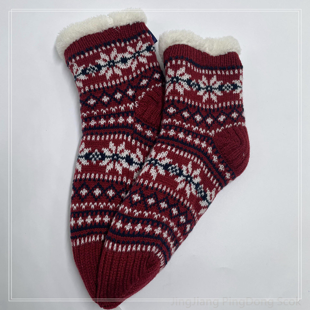 Wholesale double layer cotton fleece Sherpa socks adult indoor sock knitted thermal sock 