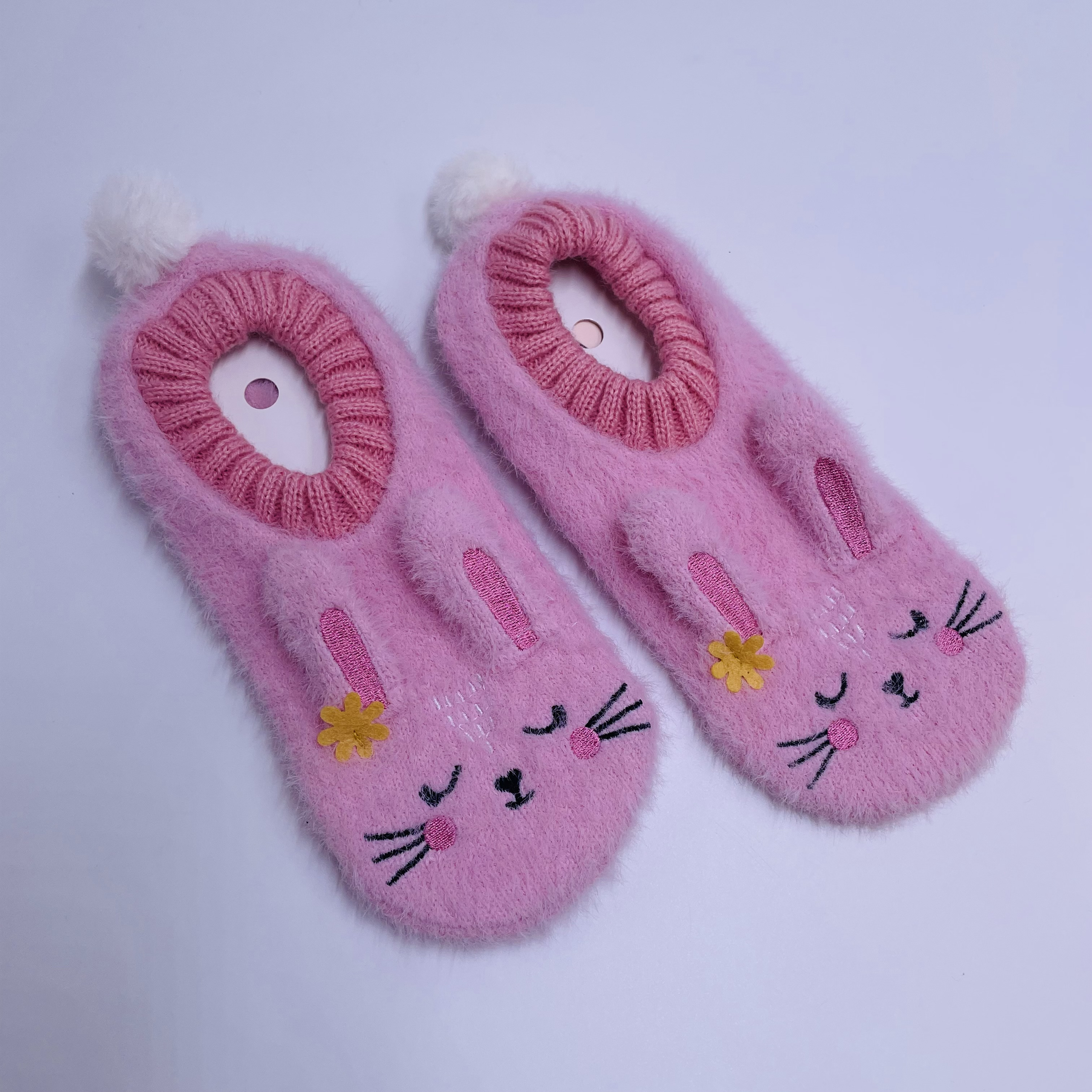 Wholesale home shoes Slipper Sock feather yarn Non-slip Floor Socks Knitted Shoes
