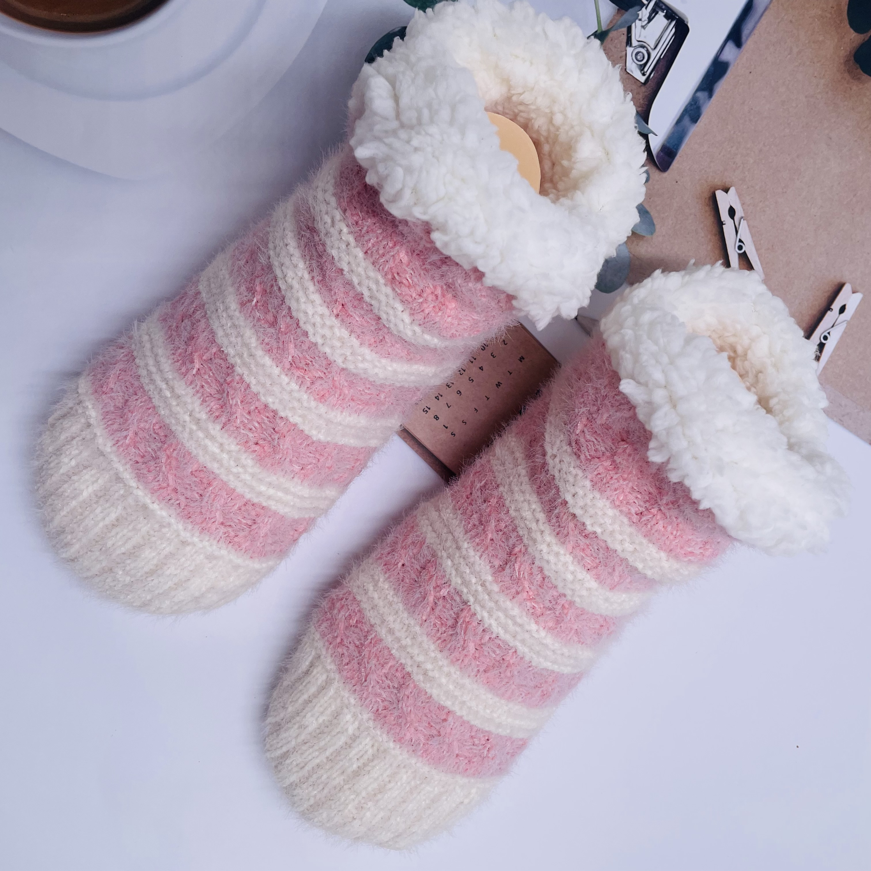 Wholesale home shoes Slipper Sock feather yarn Non-slip Floor Socks Knitted Shoes women socks 