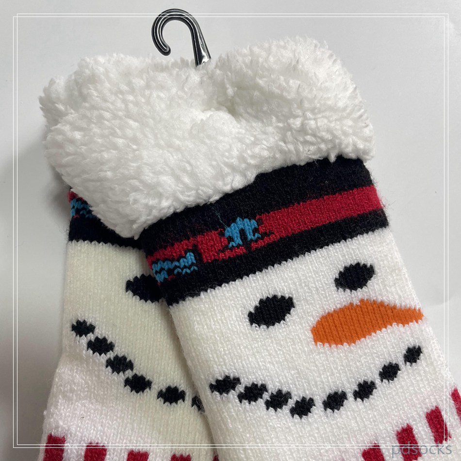 Wholesale thick fleece cosy knitted home socks snowman Cosy Double Layer Floor Socks Hot sale 