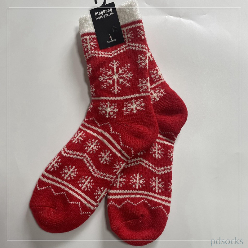 Wholesale double layer cosy sock feather yarn inside knitted home sock women home socks 