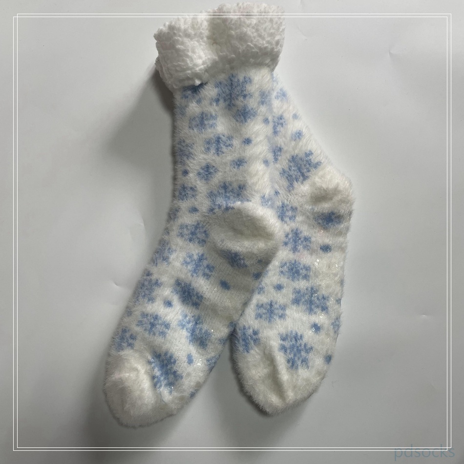 Wholesale fleece slipper floor socks knitted home socks snowman Cosy Double Layer Floor Socks