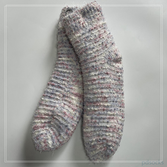 Wholesale long feather yarn and popcorn cosy Knitted Slipper Home Socks Cosy Double Layer Thick Warm Sock cosy sock 