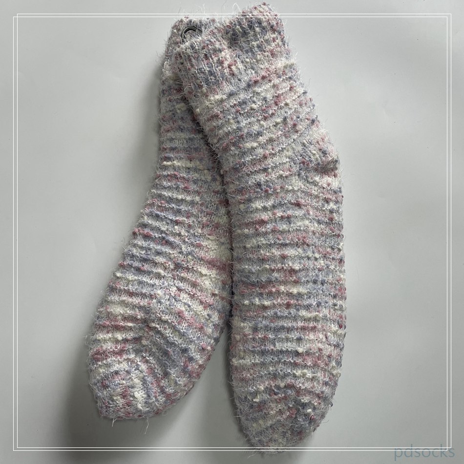 Wholesale long feather yarn and popcorn cosy Knitted Slipper Home Socks Cosy Double Layer Thick Warm Sock cosy sock 
