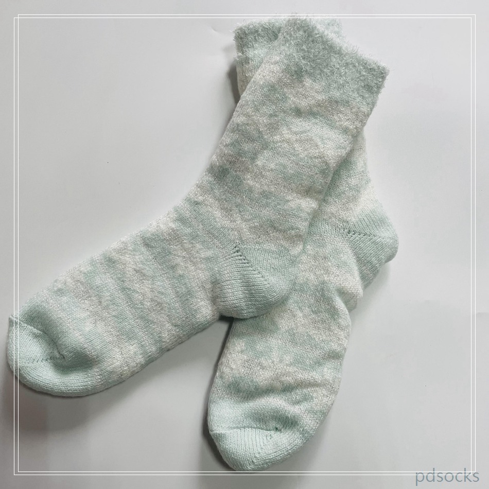 Wholesale double layer cosy sock feather yarn inside knitted home sock 