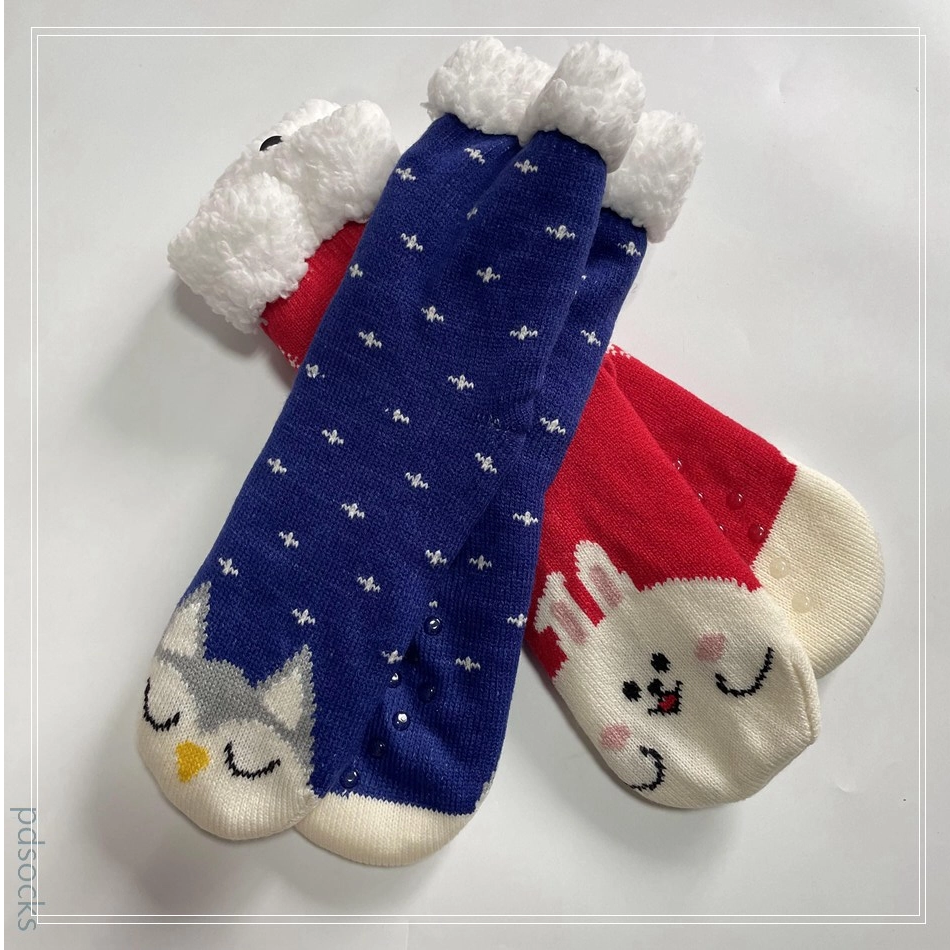 Wholesale thick knitted home socks snowman Cosy Double Layer Floor Socks Hot sale 