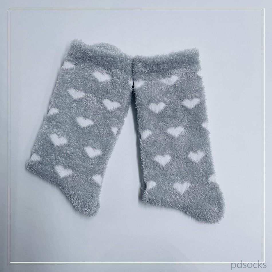 Wholesale long feather yarn Cosy Socks Home Socks fuzzy sock heart 