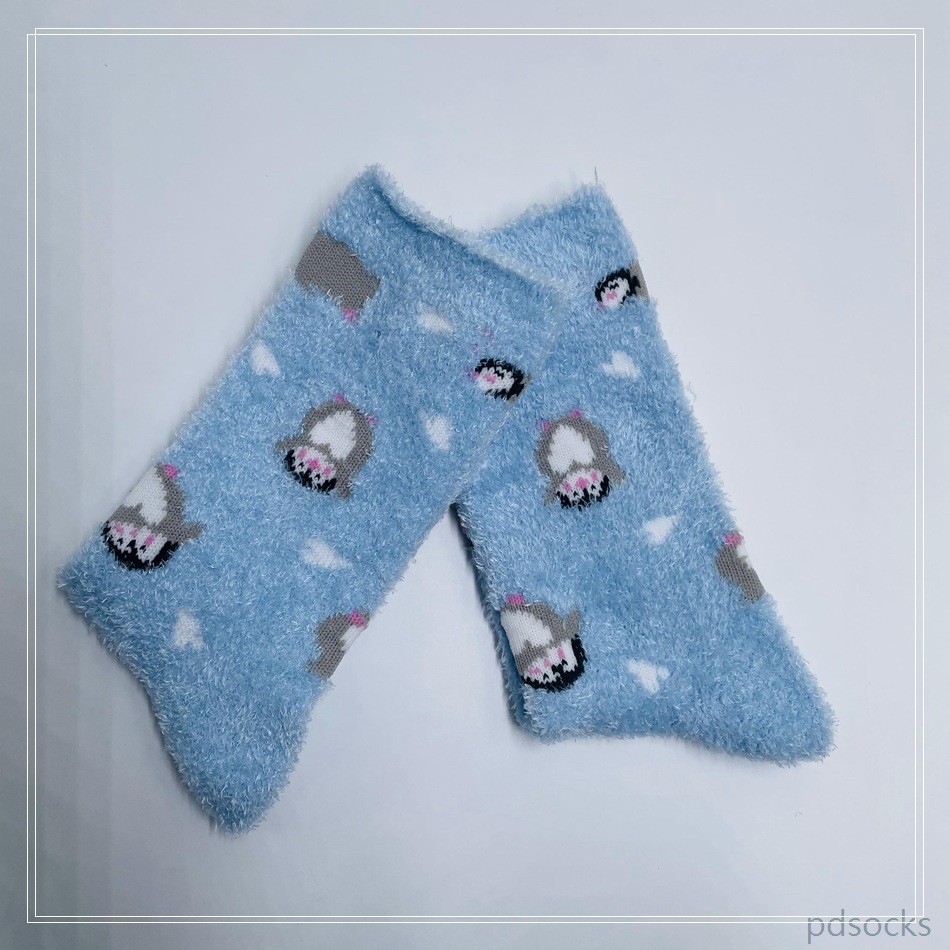 Wholesale long feather yarn Cosy Socks Home Socks fuzzy sock penguin