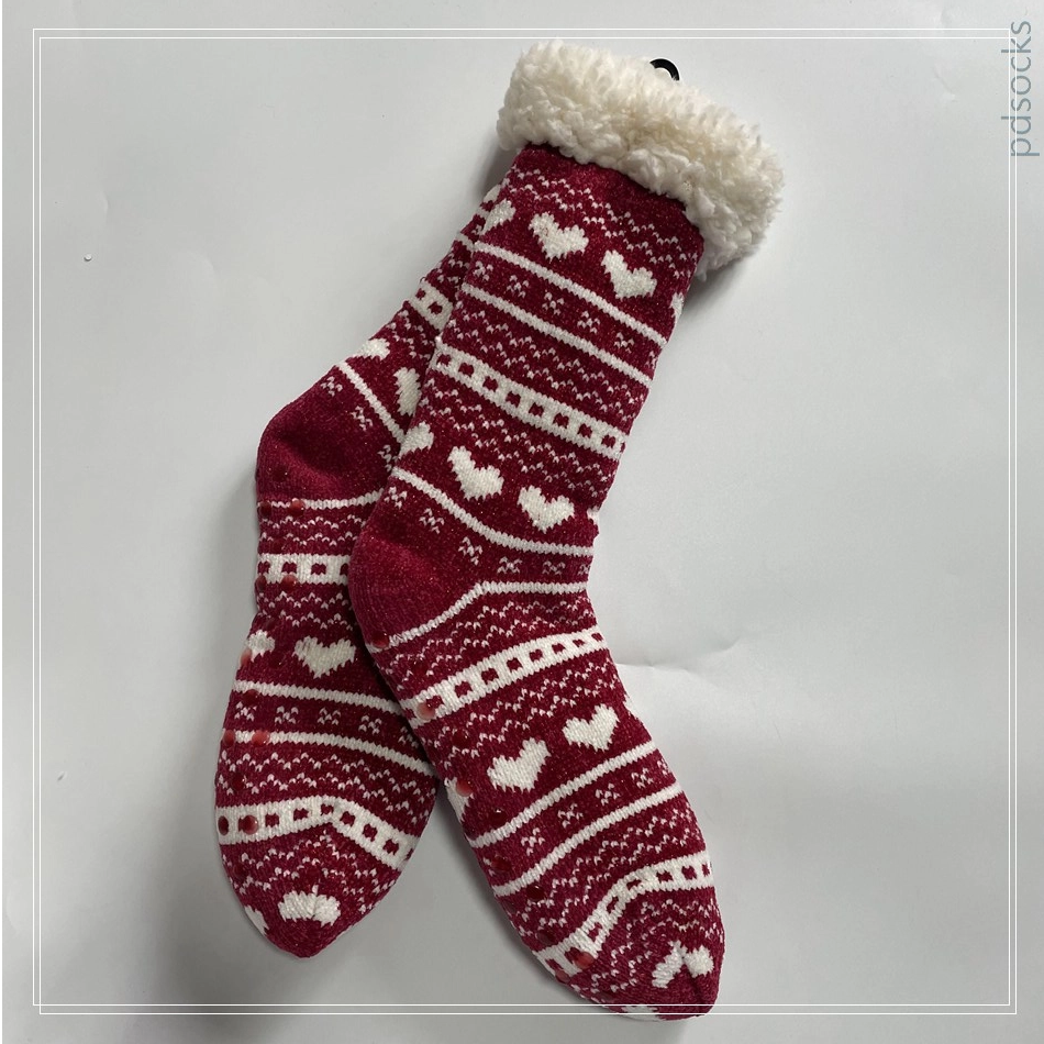 Wholesale chenille yarn socks knitted home socks snowman Cosy Double Layer Floor Socks