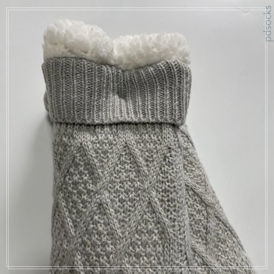 Wholesale lurex yarn knitted home socks Cosy Double Layer Floor Socks slipper sock 