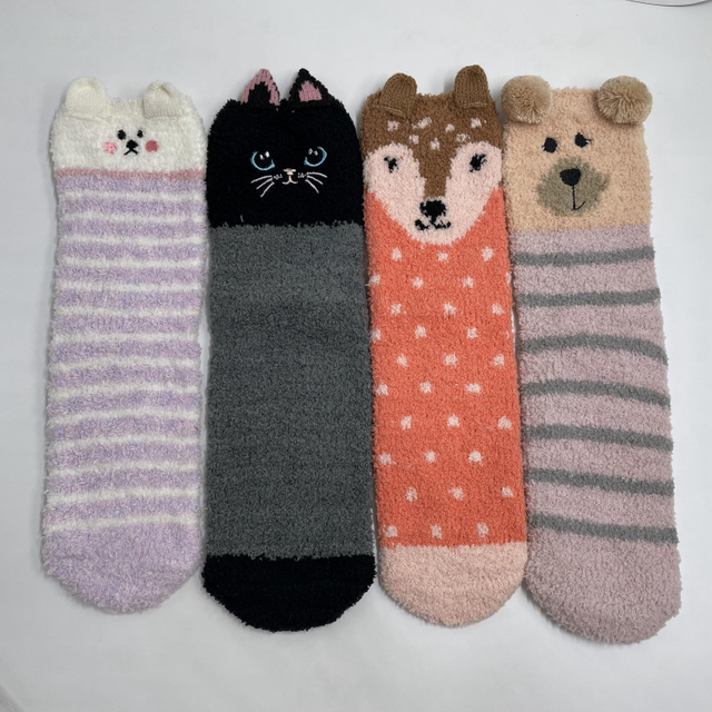 Wholesale cartoon microfiber cosy sock home sock non-slip indoor sock 3D Ear Series