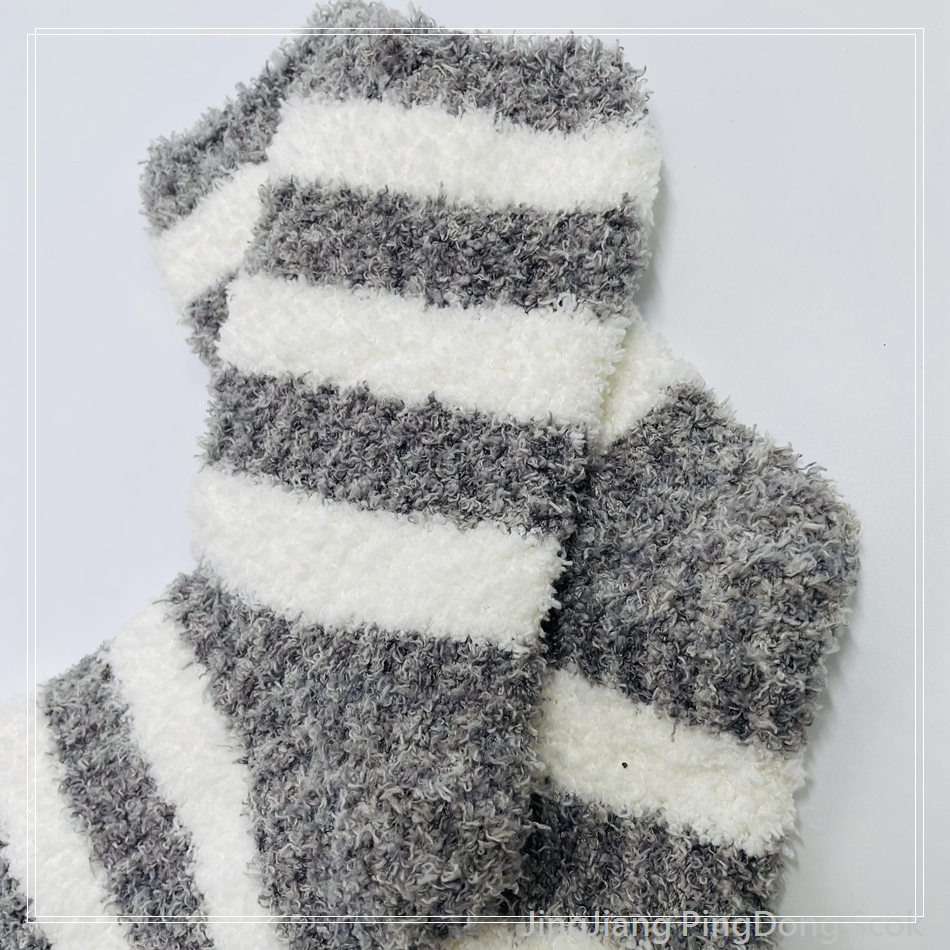 Wholesale super soft microfiber cosy warm sock stripe home sock 