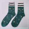 Wholesale hot salefeather yarn cosy sock moon and star design home sock fashion women kids socks 