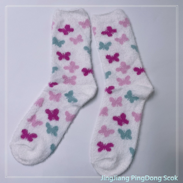 Wholesale hot sale long fleece cosy sock knitted cosy socks fashion warm women sock 