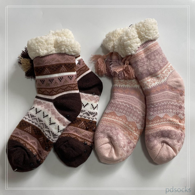 Wholesale hot sale knitted Sherpa sock kids home sock sleep knitted warm sock non-slipper floor socks