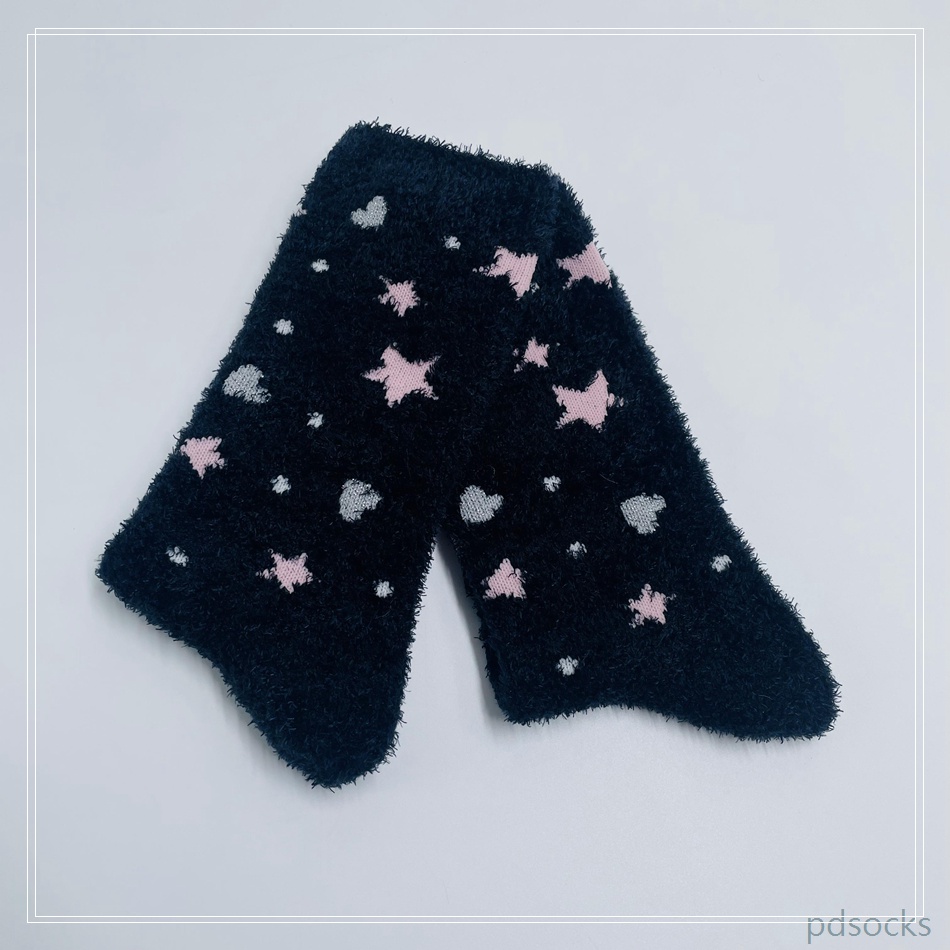 Wholesale women feather yarn star and moon cosy socks home socks 