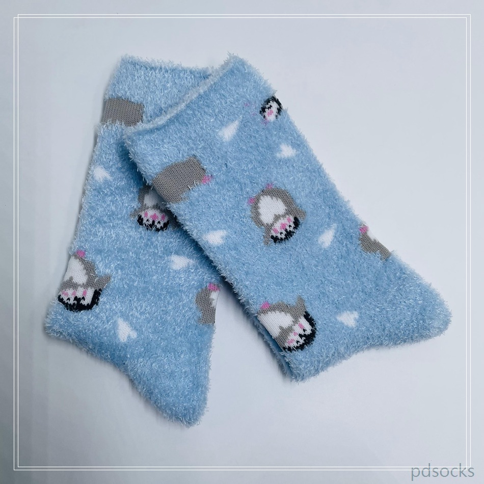 Wholesale long feather yarn Cosy Socks Home Socks fuzzy sock penguin