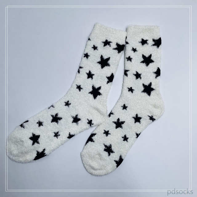 Wholesale long feather yarn Red Cosy Socks Home Socks fuzzy sock 