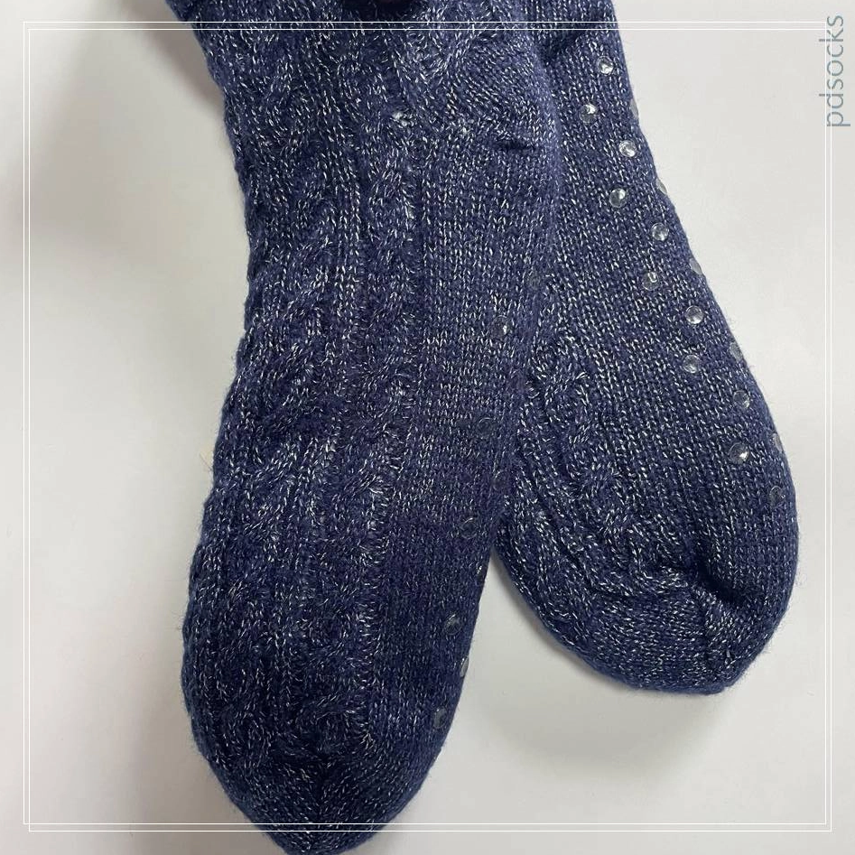 Wholesale Knitted Slipper Home Socks Cosy Double Layer Thick Warm Sock blue 
