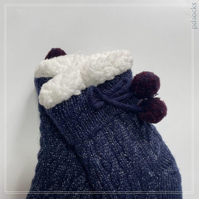 Wholesale Knitted Slipper Home Socks Cosy Double Layer Thick Warm Sock blue 