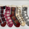 Wholesale sherpa thick cotton lining slipper socks Check series