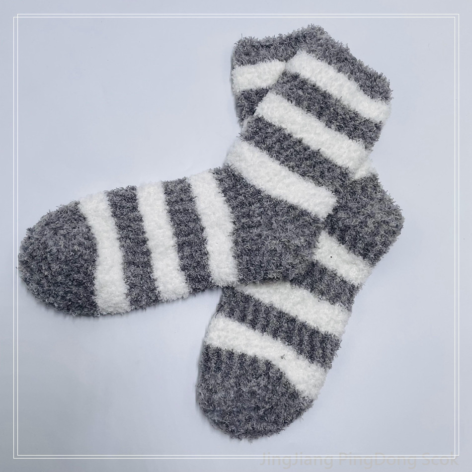 Wholesale super soft microfiber cosy warm sock stripe home sock 