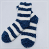 Wholesale super soft microfiber cosy warm sock stripe home sock blue and white 