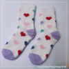 Wholesale hot sale long feather yarn double layer cosy sock heart design home sock fashion women